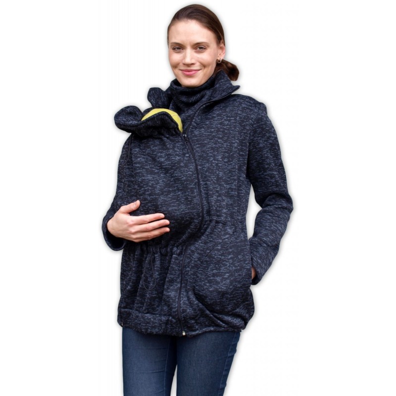 Renáta - sveter na predné nosenie čierny melír