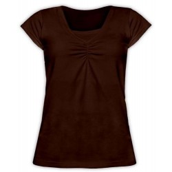 Klaudia - tričko na dojčenie, krátky rukáv, čokoládová hnedá