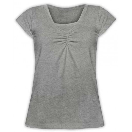 Klaudia - tričko na dojčenie, krátky rukáv, sivý melír