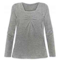 Klaudia - tričko na dojčenie, dlhý rukáv, sivý melír