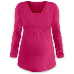 Anička - tričko na dojčenie, dlhé rukávy, sýta ružová