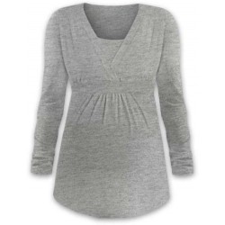 Anička - tričko na dojčenie, dlhé rukávy, sivá