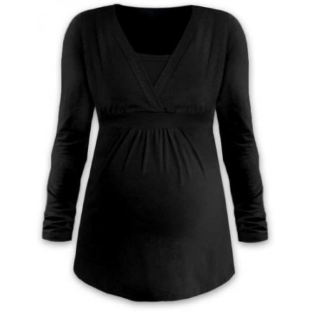 Anička - tričko na dojčenie, dlhé rukávy, čierna