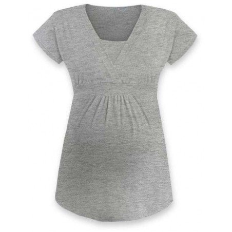 Anička - tričko na dojčenie, krátke rukávy, sivý melír