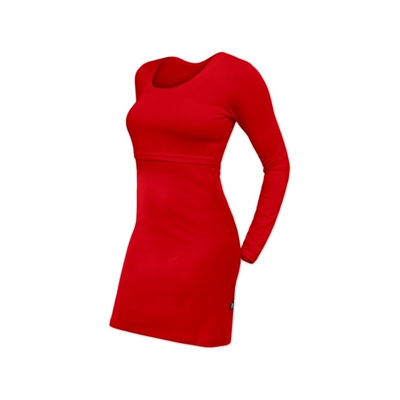 Elena - šaty na dojčenie, dlhý rukáv, červené
