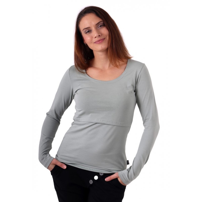 Kateřina - tričko na dojčenie, dlhé rukávy, olivová